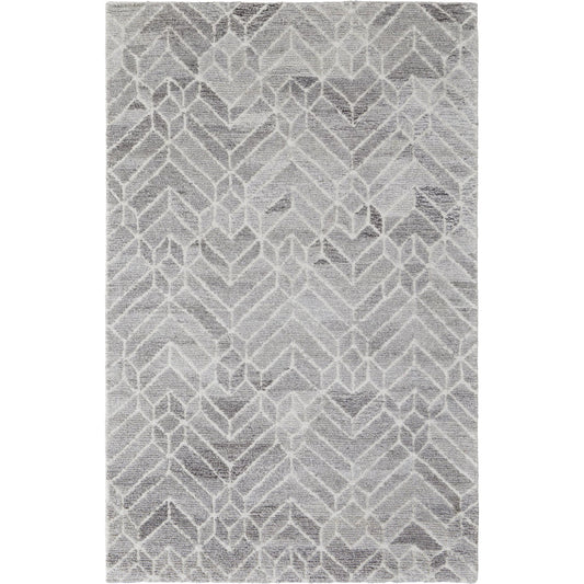 Asher Transitional Geometric Rug - 8769F by Feizy in taupe, gray, ivory. Made from wool, viscose in a unique style.