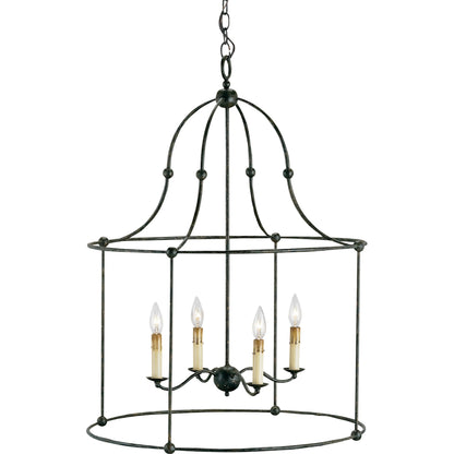 Fitzjames Lantern by Currey and Company in mayfair. Made from wrought iron in a traditional style.