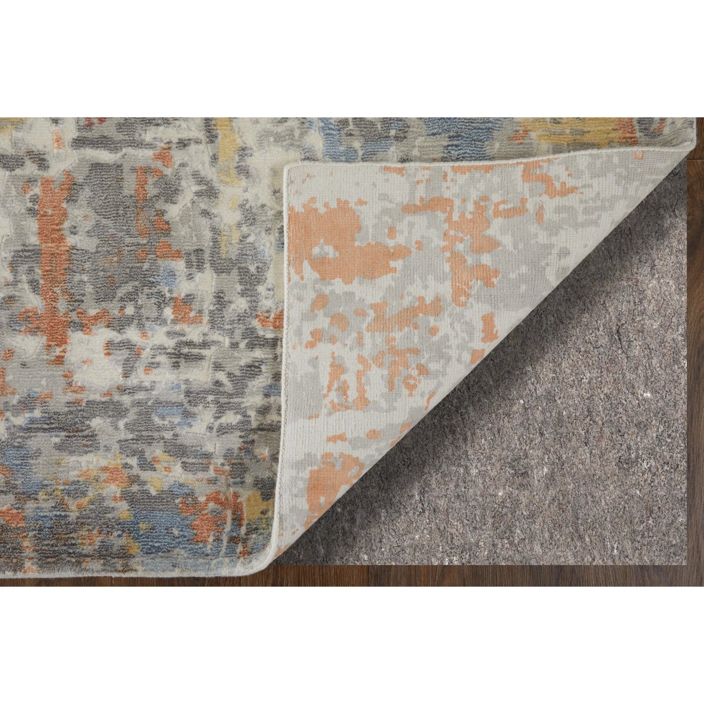 002 SI-2461475,SI-2461476,SI-2461477,SI-2461478,SI-2461479 | Closeup | Braden BDN8A50F Rug by Feizy in gray, orange, tan. Made from polyester, polypropylene in a unique style.