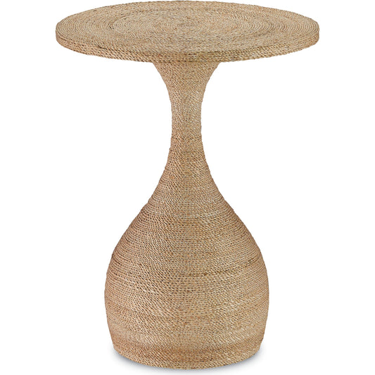 Simo Accent Table by Currey and Company. Made from abaca rope, wood in a coastal style.