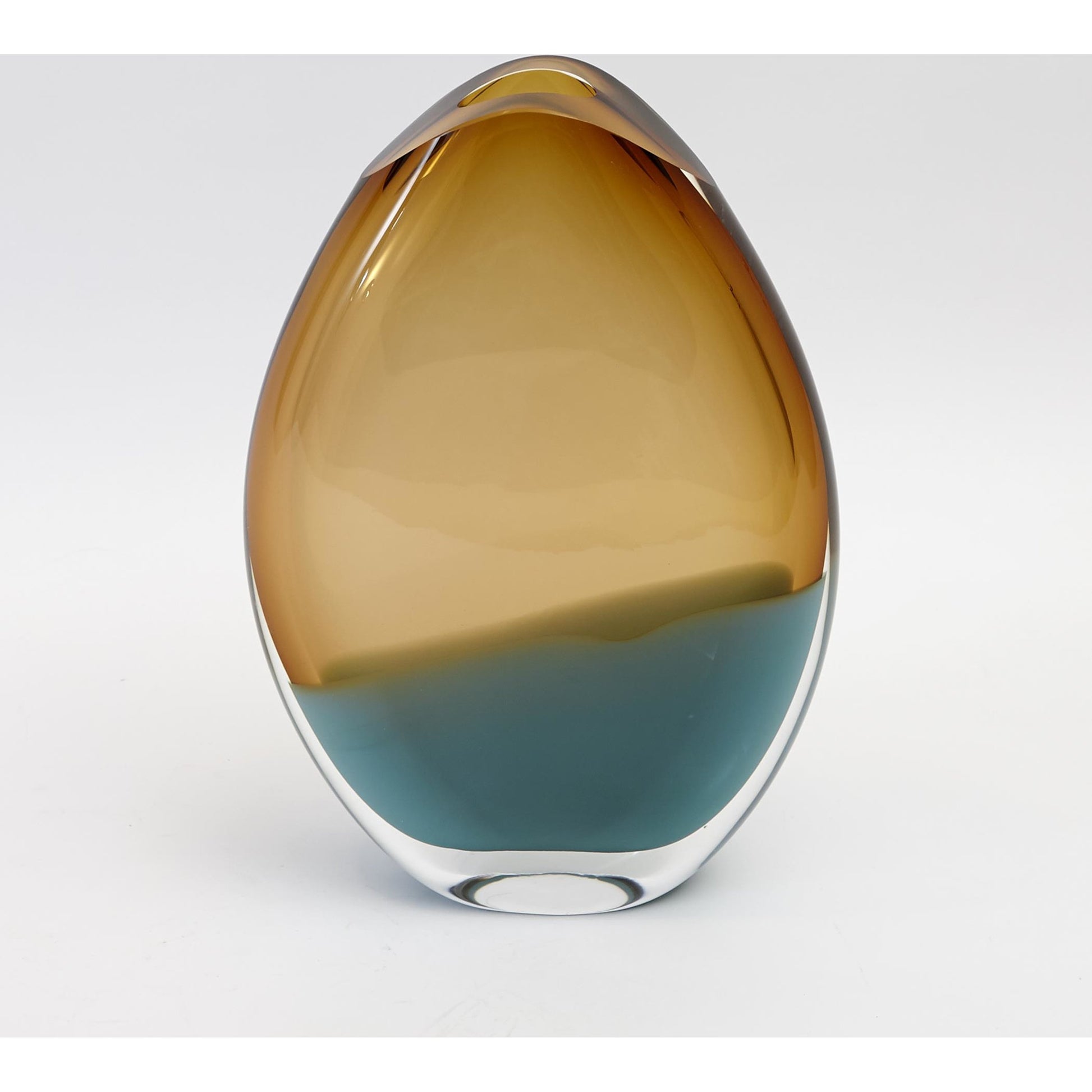 Pistachio Bubble Amber Oval Vase by Global Views. Made from art glass in a coastal style.