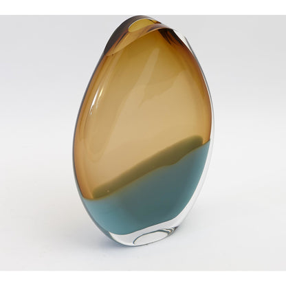 Pistachio Bubble Amber Oval Vase by Global Views. Made from art glass in a coastal style.