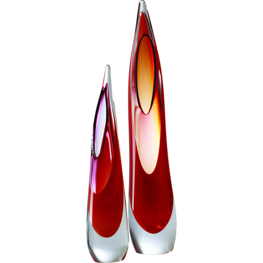 Stalagmite Vase by Global Views in fire. Made from art glass in a modern style.