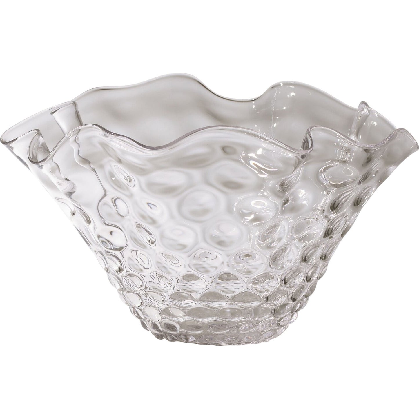 001 SR-892218 | Primary Silo | Honeycomb Optic Wavy Bowl by Global Views. Made from glass in a modern style.