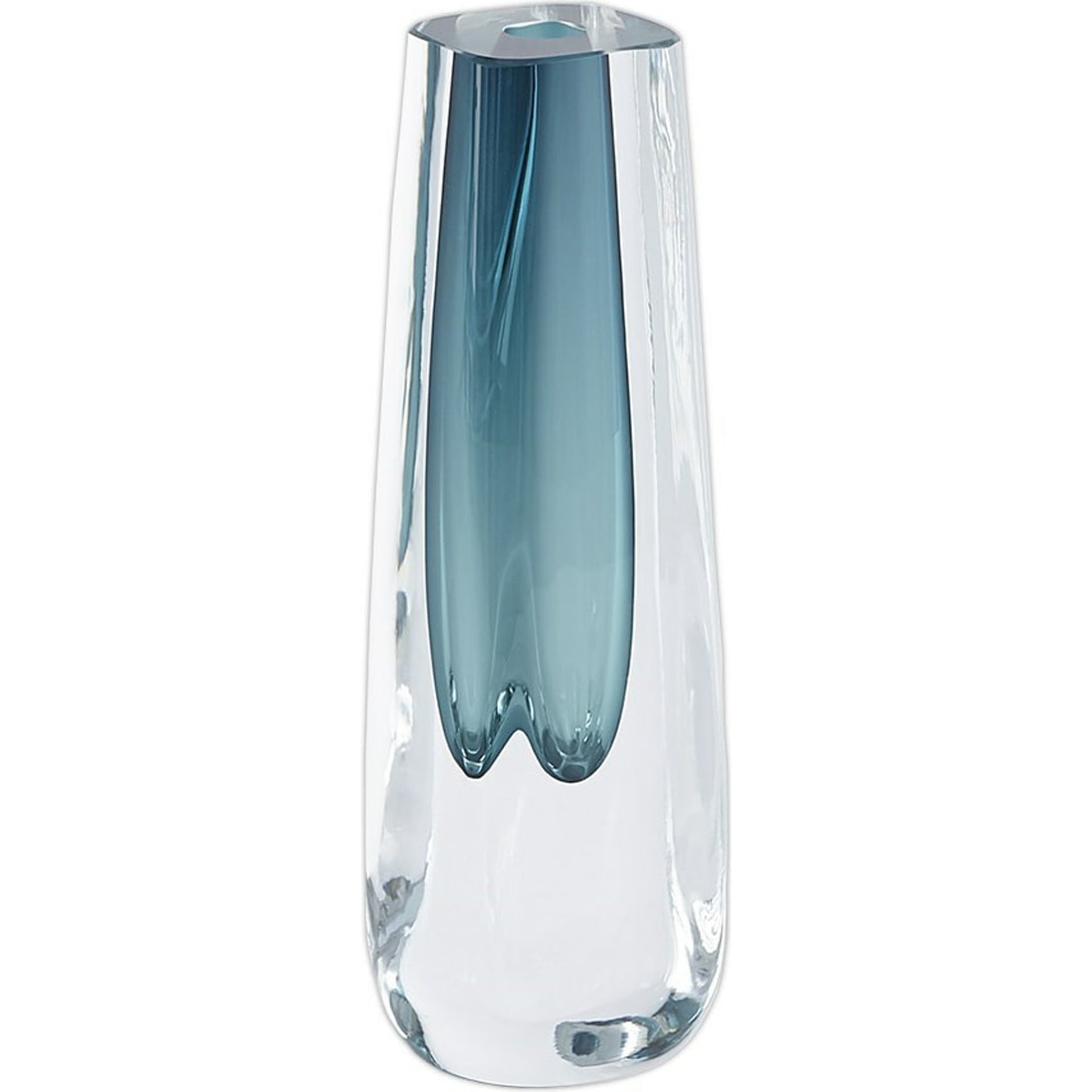 Square Cut Glass Vase by Global Views. Made from art glass in a coastal style.