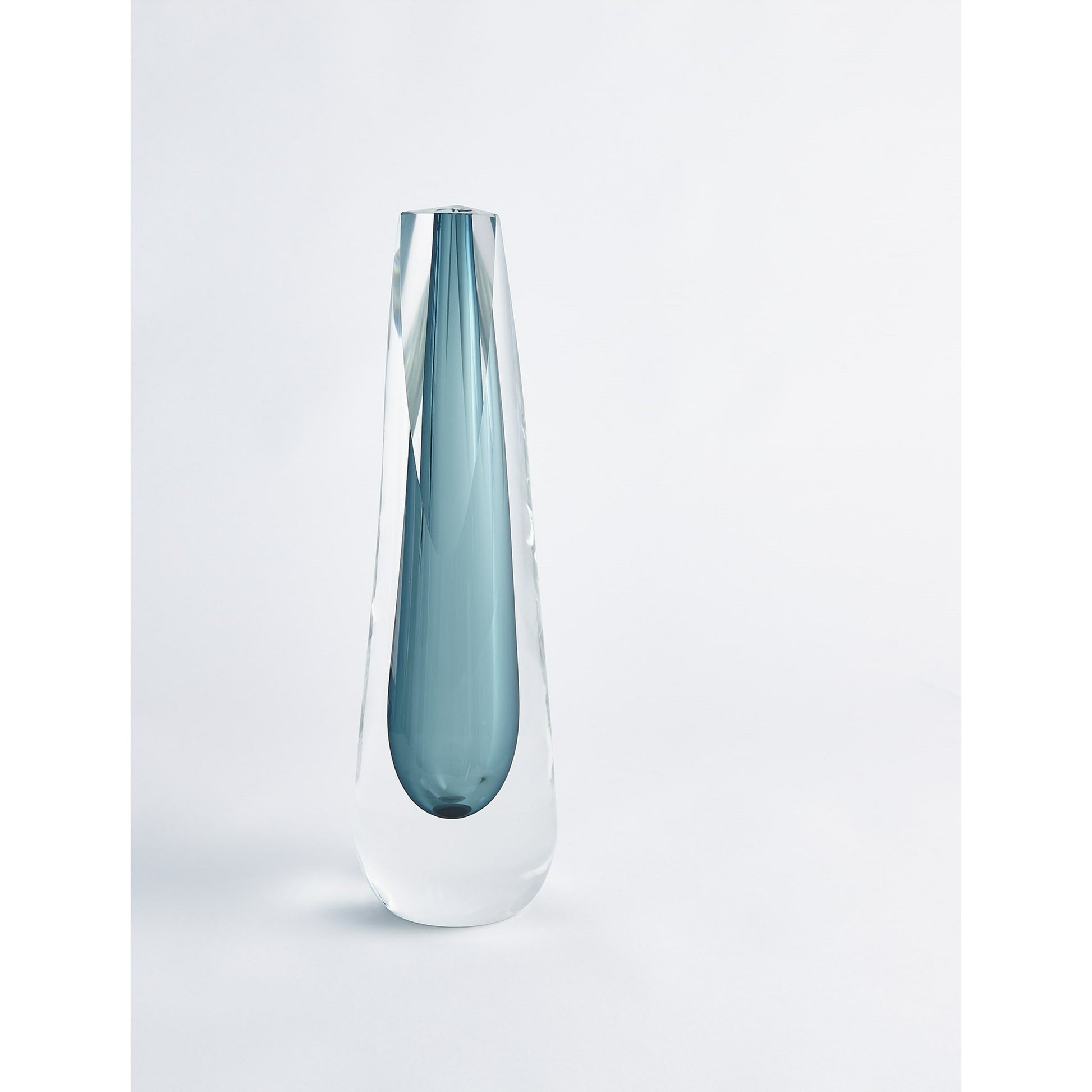 Triangle Cut Glass Vase by Global Views. Made from art glass in a modern style.
