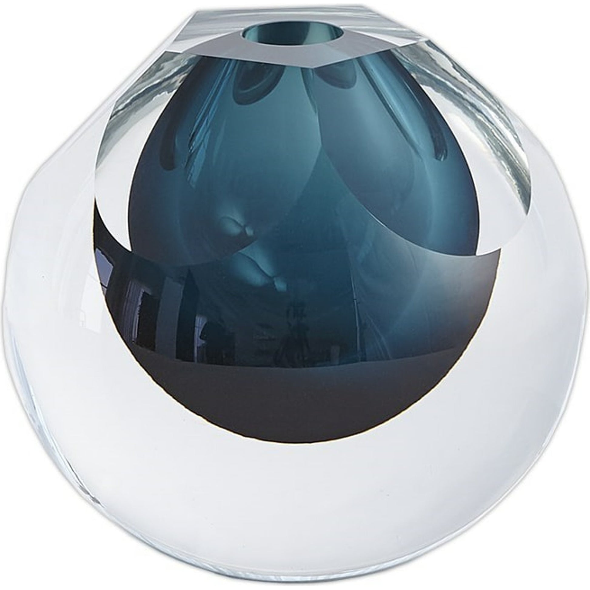 Pentagon Cut Glass Vase by Global Views. Made from art glass in a coastal style.