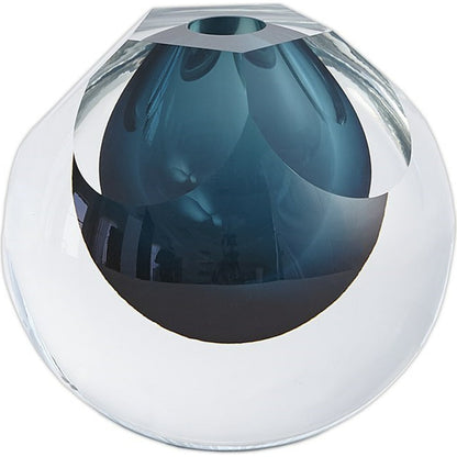 Pentagon Cut Glass Vase by Global Views. Made from art glass in a coastal style.