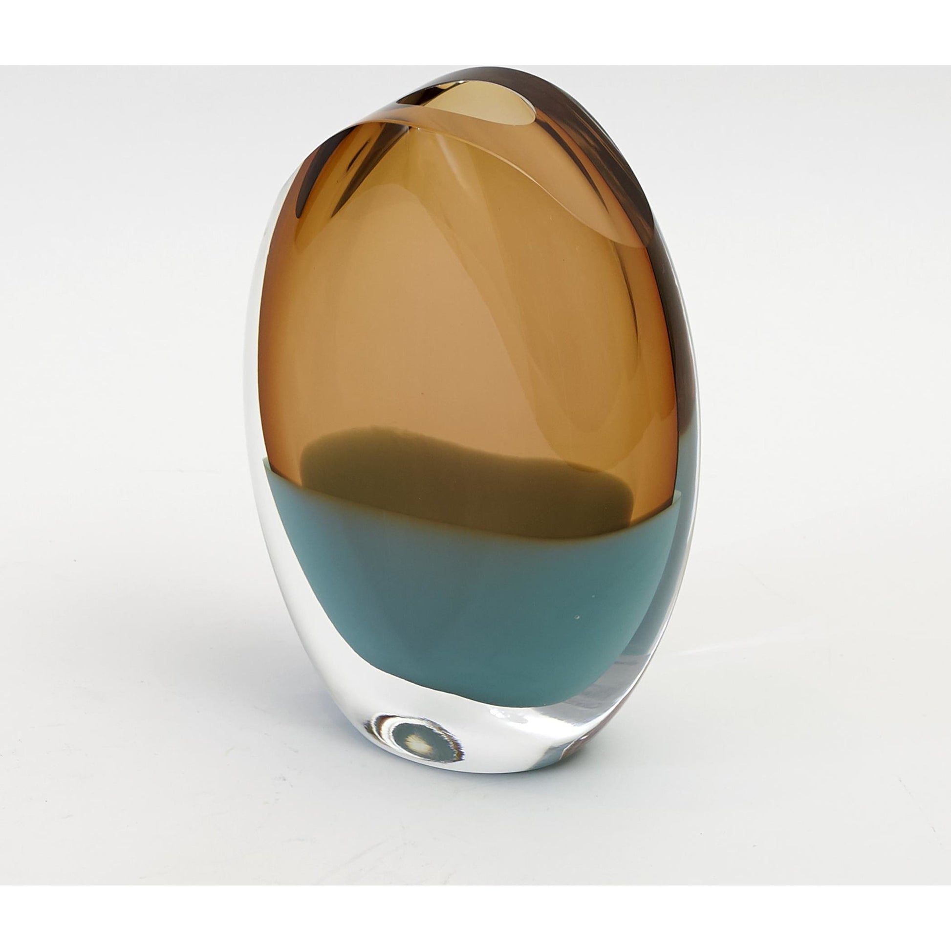 Pistachio Bubble Amber Oval Vase by Global Views. Made from art glass in a coastal style.