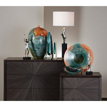 Triangle Cut Glass Vase by Global Views. Made from art glass in a modern style.