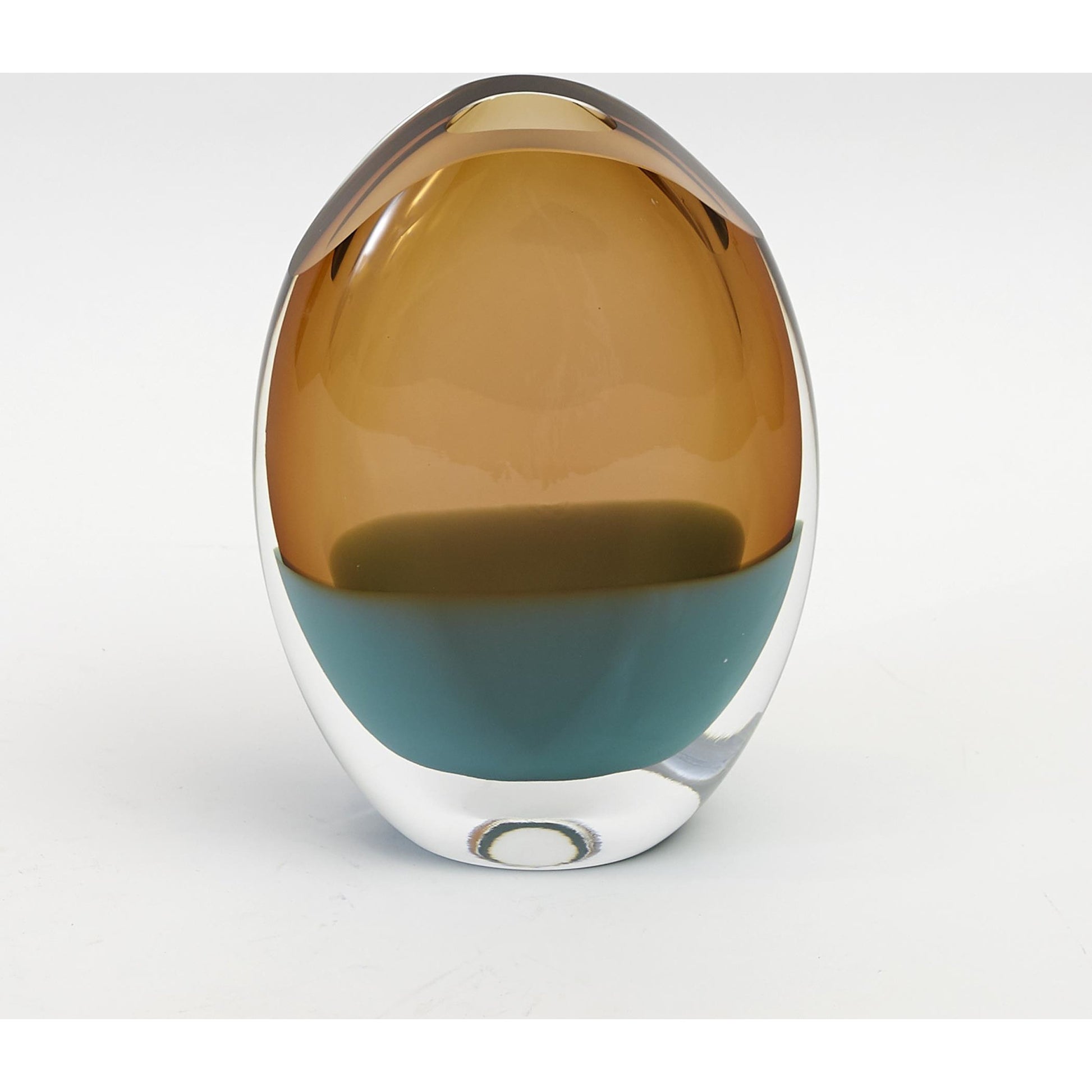 Pistachio Bubble Amber Oval Vase by Global Views. Made from art glass in a coastal style.