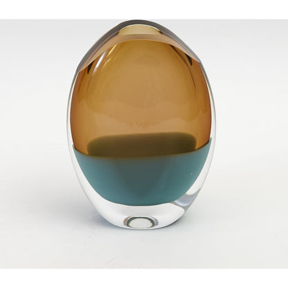 Pistachio Bubble Amber Oval Vase by Global Views. Made from art glass in a coastal style.