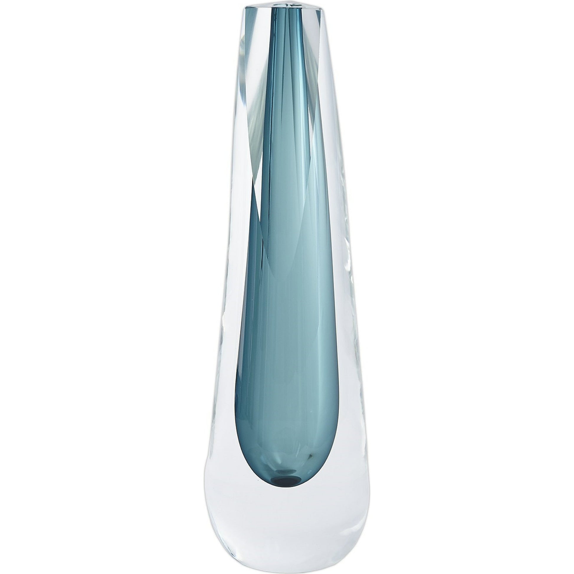 Triangle Cut Glass Vase by Global Views. Made from art glass in a modern style.