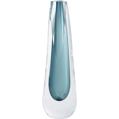 Triangle Cut Glass Vase by Global Views. Made from art glass in a modern style.
