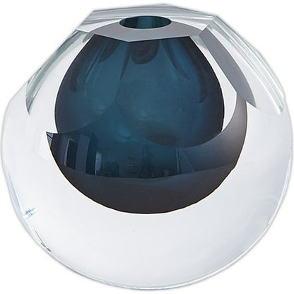 Hexagon Cut Glass Vase by Global Views. Made from art glass in a coastal style.