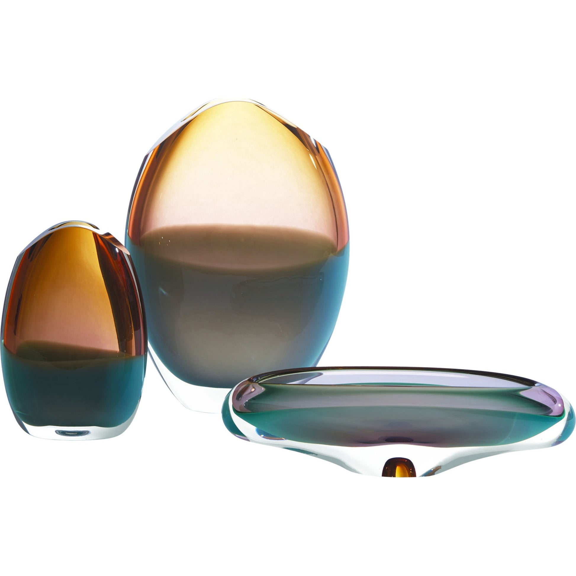 Pistachio Bubble Amber Oval Vase by Global Views. Made from art glass in a coastal style.