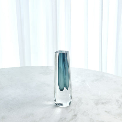 Square Cut Glass Vase by Global Views. Made from art glass in a coastal style.