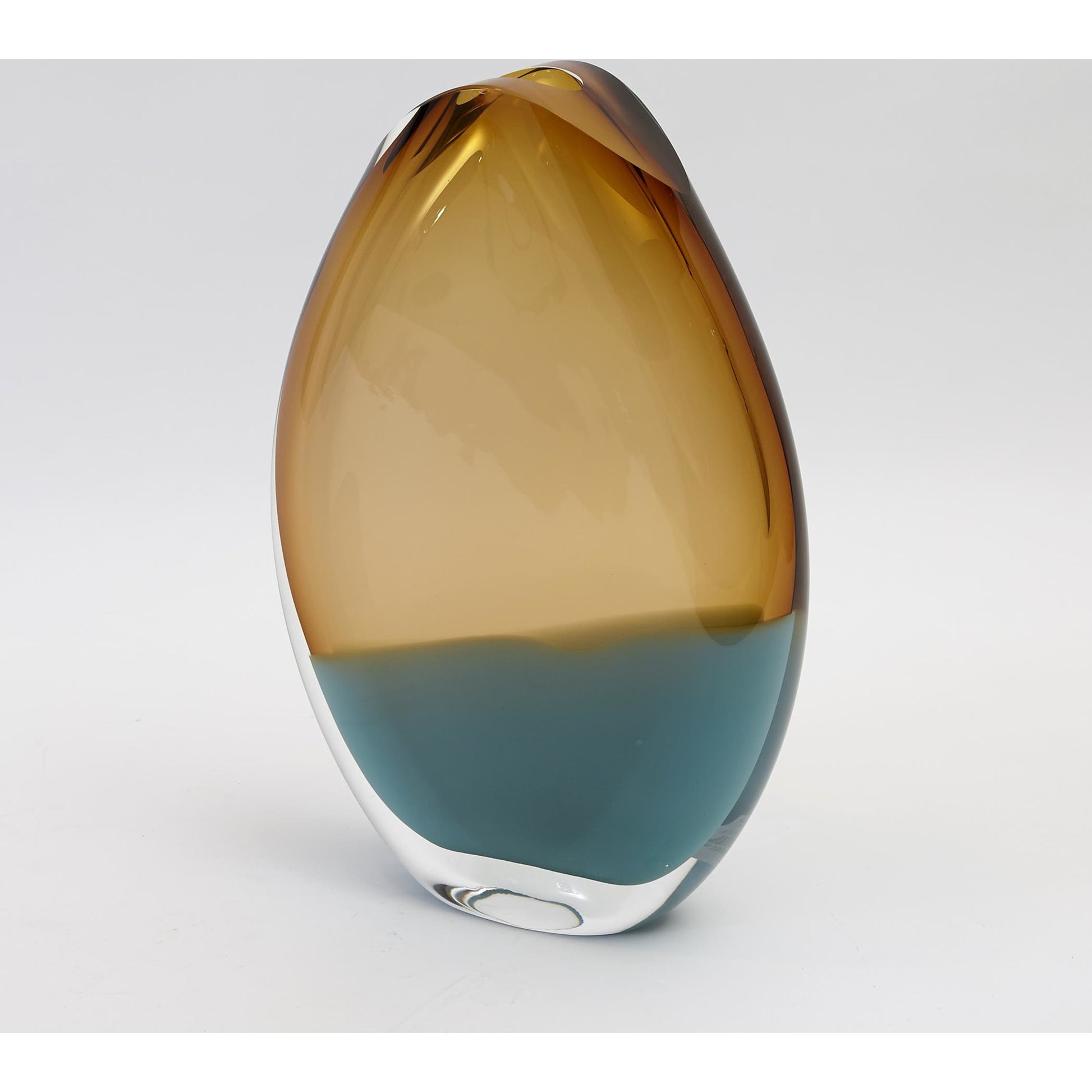 Pistachio Bubble Amber Oval Vase by Global Views. Made from art glass in a coastal style.