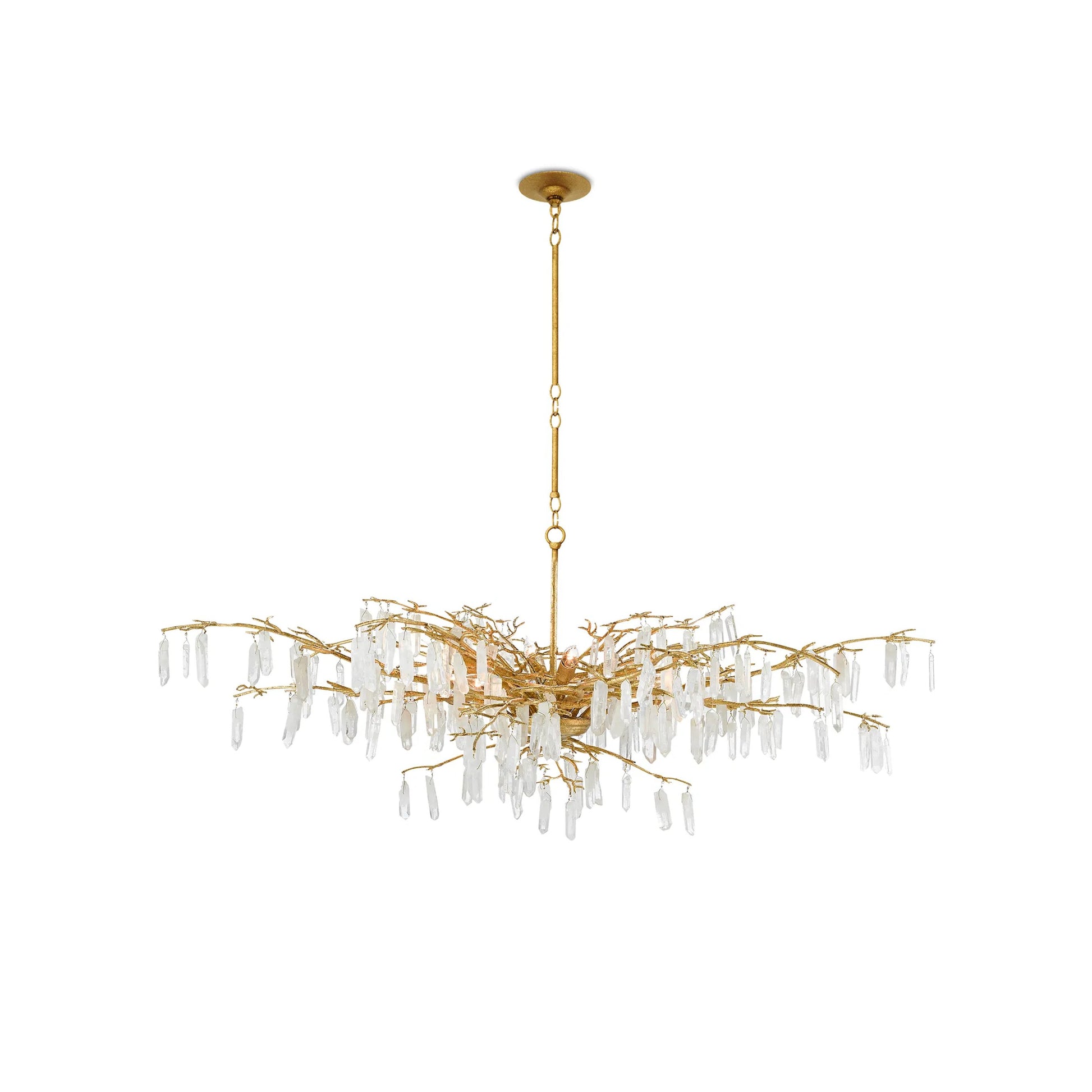 Forest Dawn Chandelier by Currey and Company. Made from wrought iron, crystal in a eclectic & global style.
