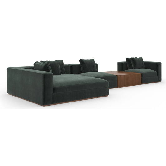 Bello 4-Piece Sectional with Chaise by Caracole in spruce green and retro walnut. Made from unique in a unique style.