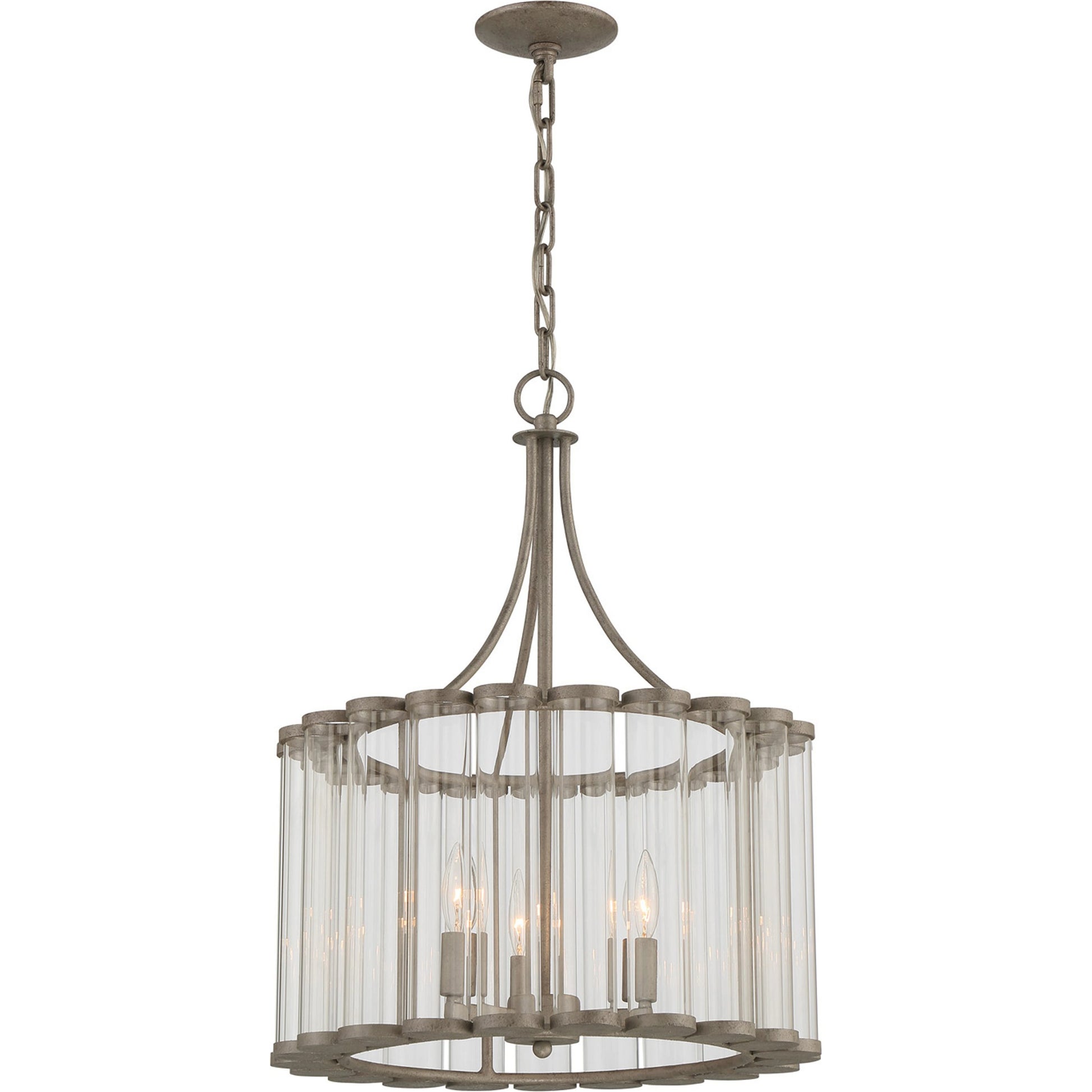 Bridgewater Chandelier by Lumanity in light sand mercury. Made from iron, glass in a traditional style.