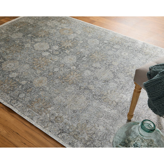 Sarrant Transitional Damask Rug - 3965F by Feizy in gray, silver, tan. Made from viscose, polyester in a unique style.