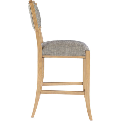 Melanie Counter Stool by Currey and Company in blonde ash wood, brass. Made from ash wood, brass in a transitional style.