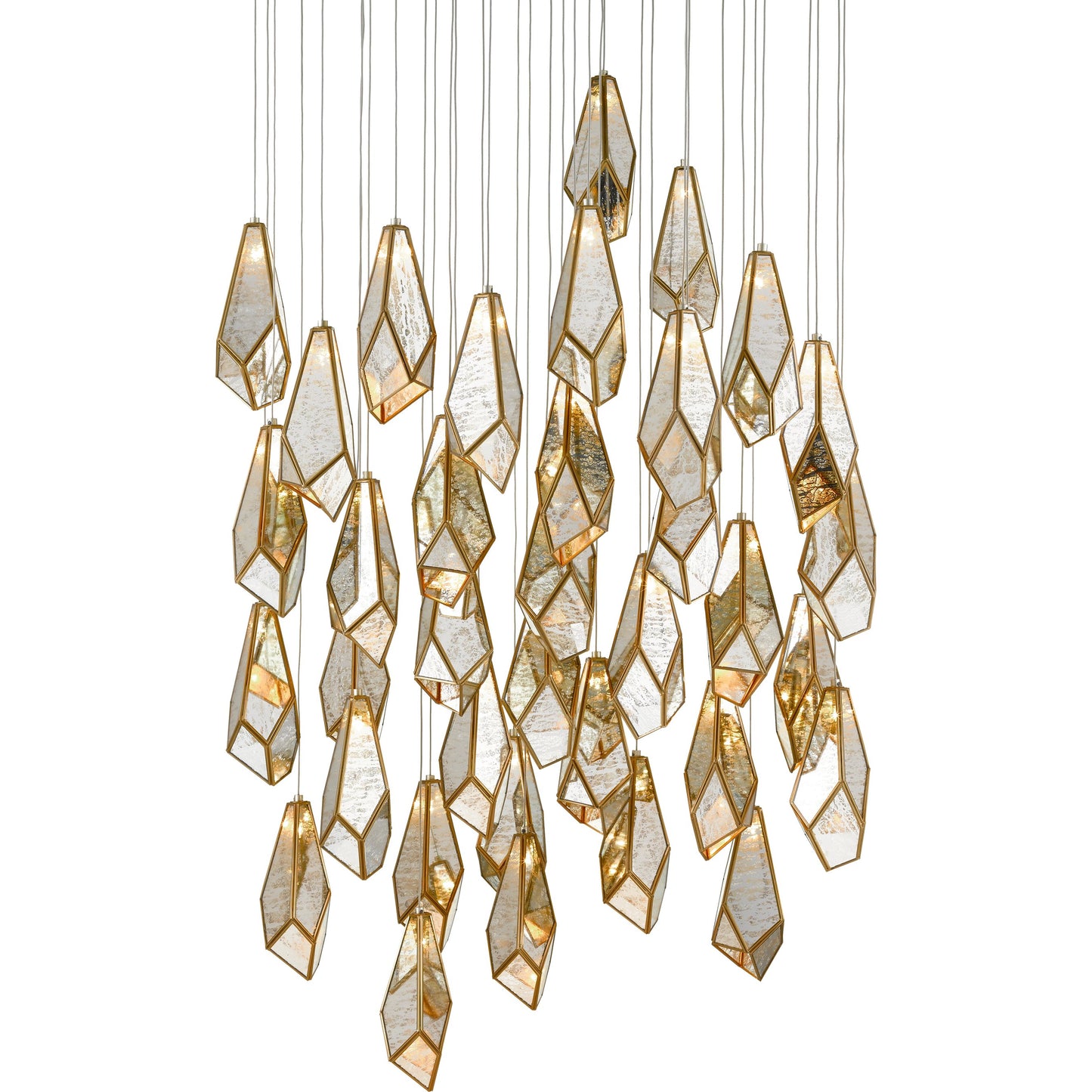 004 SR-890135 | Primary Silo | Glace Pendant by Currey and Company in painted silver, antique brass. Made from brass in a modern style.