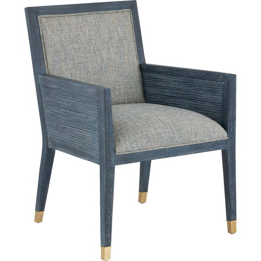 Santos Armchair by Currey and Company. Made from mahogany, rattan, brass in a modern style.