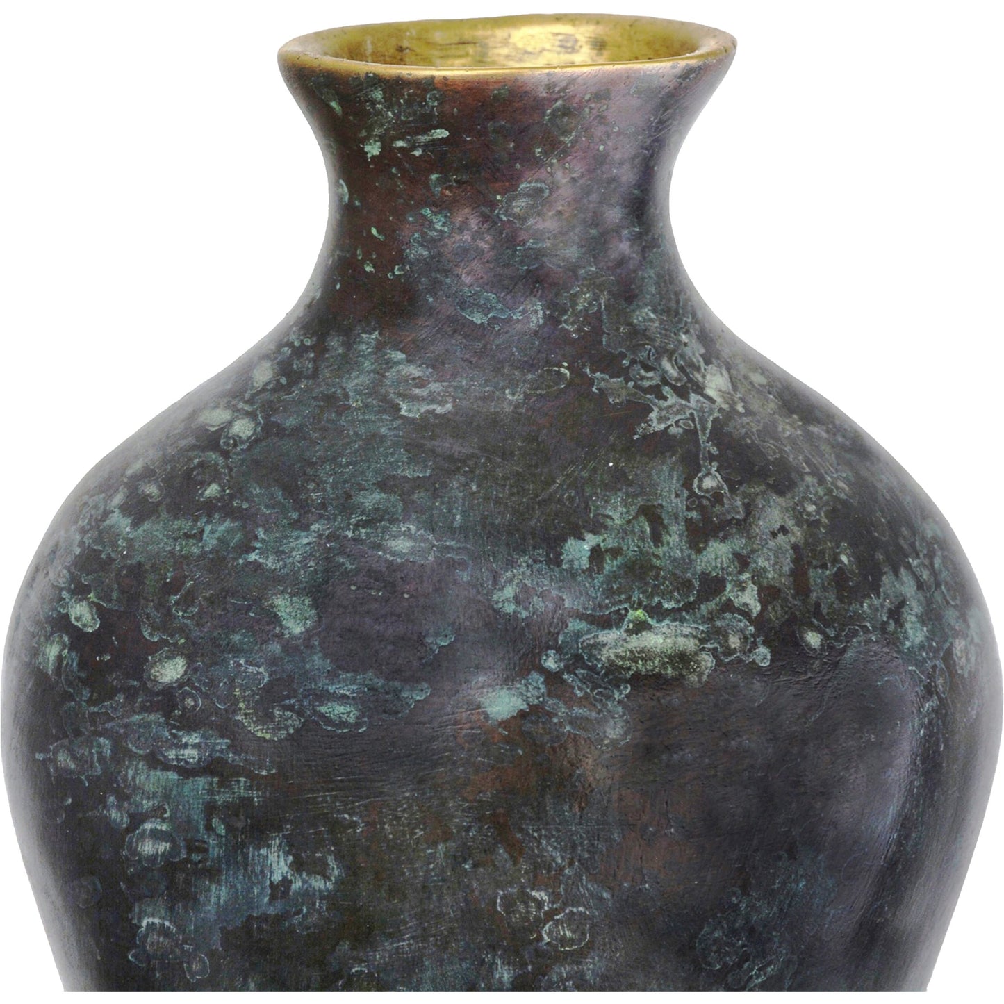 008 SI-2133993 | Closeup | Luganzo Bronze Vase by Currey and Company in jade green, gold. Made from bronze in a modern style.