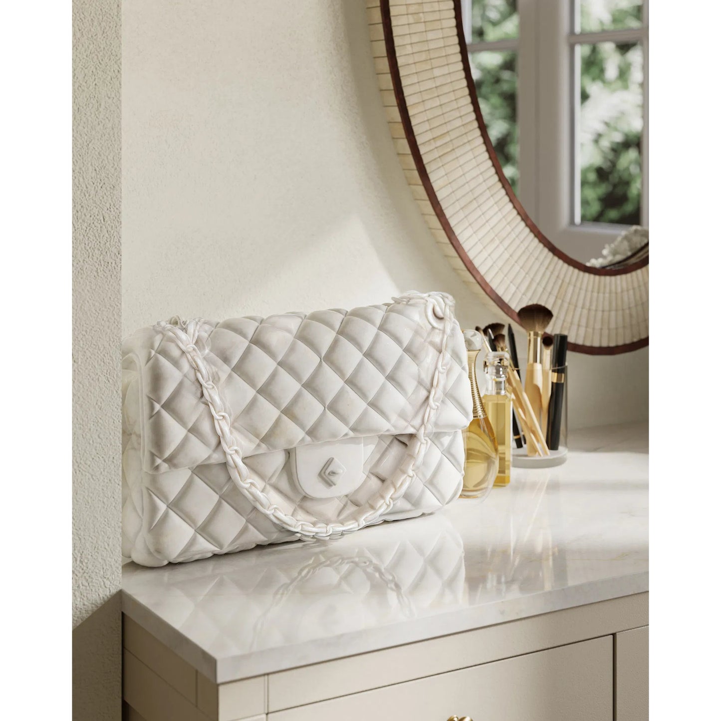 005 SI-2524438 | Lifestyle | The Gabrielle by Currey and Company in white. Made from marble in a modern style.