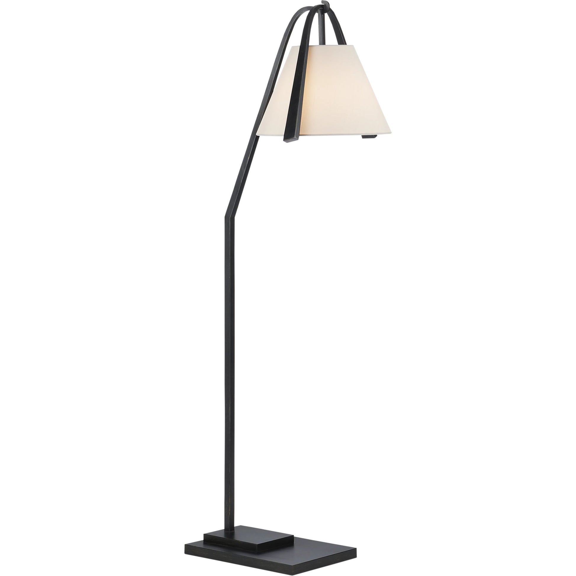 Frey Floor Lamp by Currey and Company in satin black, brushed brown. Made from metal in a modern style.