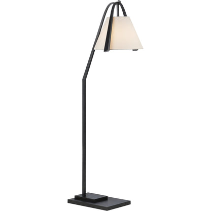 Frey Floor Lamp by Currey and Company in satin black, brushed brown. Made from metal in a modern style.