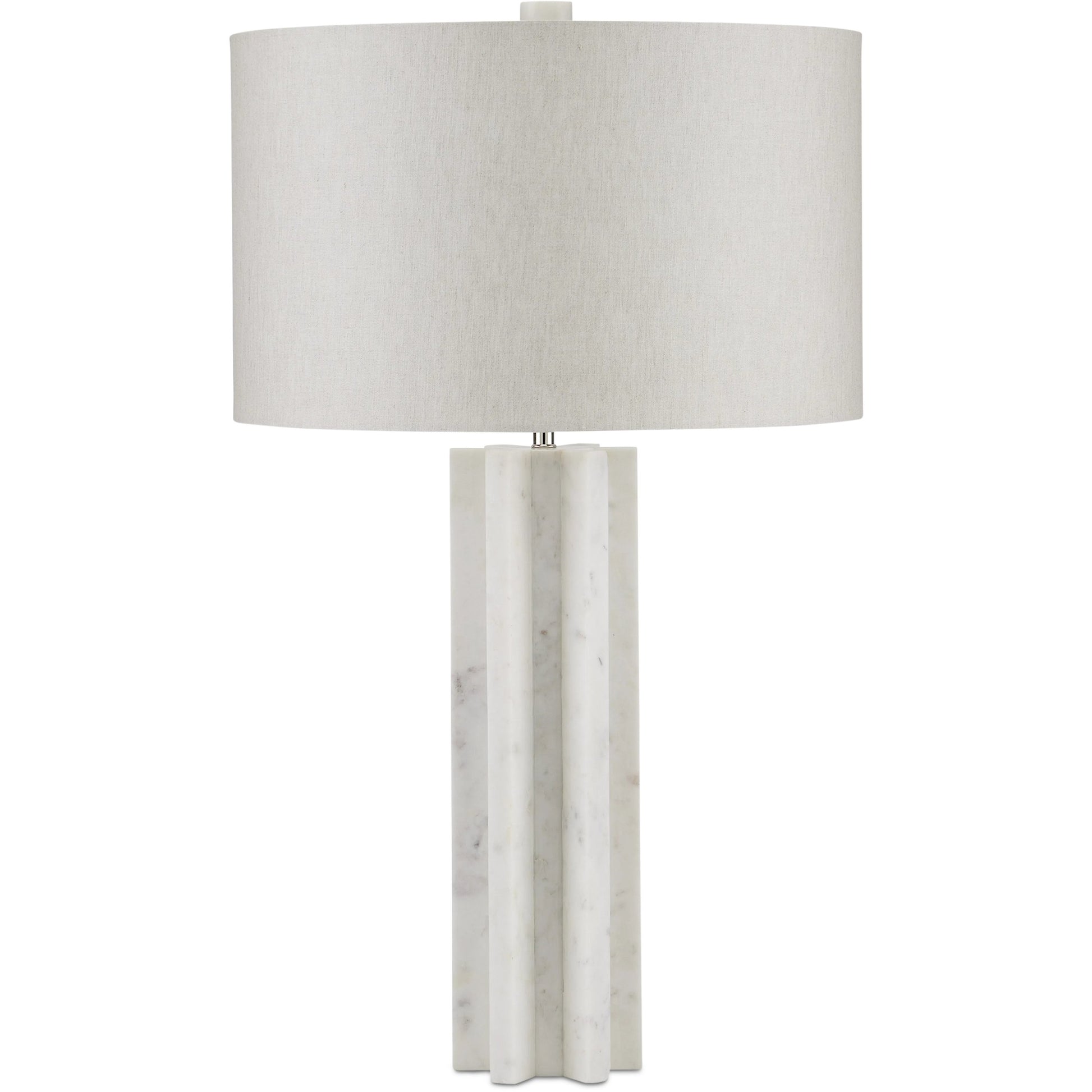 Mercurius Marble Table Lamp by Currey and Company in white. Made from marble in a modern style.
