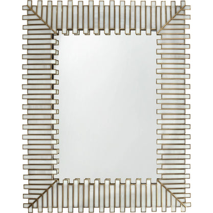 Daze Mirror by Currey and Company in white and white, antique brass. Made from glass, brass, iron, engineered wood in a modern style.