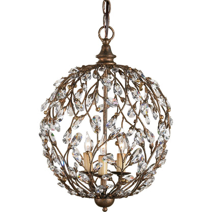 Crystal Bud Sphere Chandelier by Currey and Company. Made from wrought iron, crystal in a traditional style.