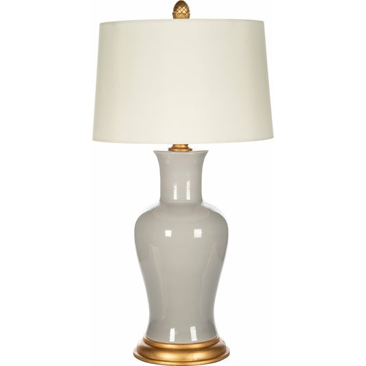 Amelie Grey Lamp by Bradburn Home in grey. Made from ceramic in a transitional style.