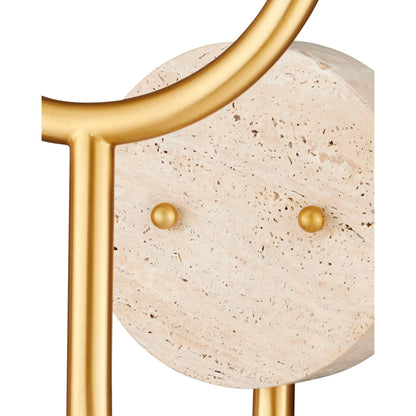 Highsmith Wall Sconce by Currey and Company in brass, natural, white. Made from metal, travertine, glass in a modern style.