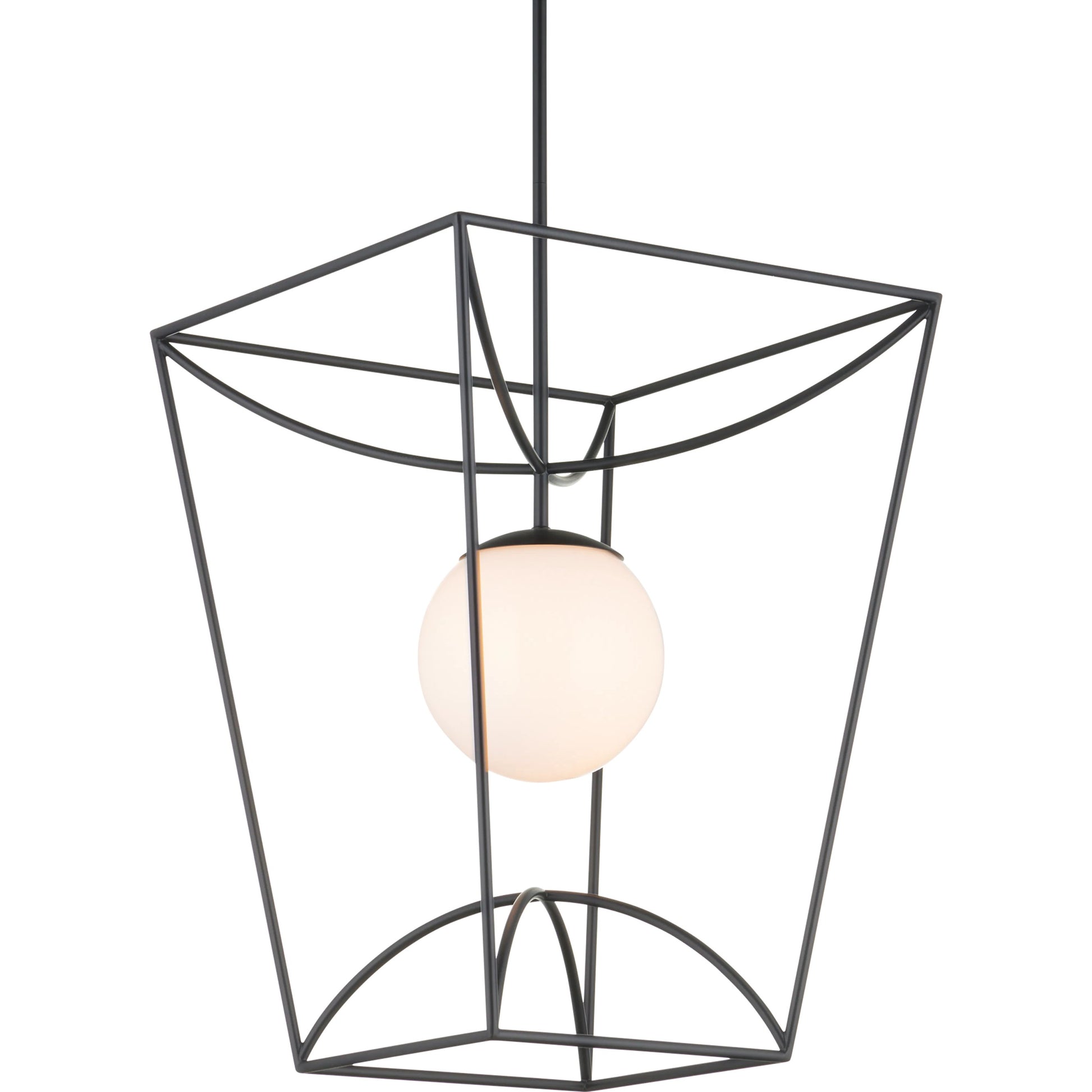 Rochefort Lantern by Currey and Company in black, white. Made from metal, glass in a modern style.