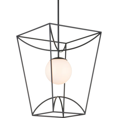 Rochefort Lantern by Currey and Company in black, white. Made from metal, glass in a modern style.