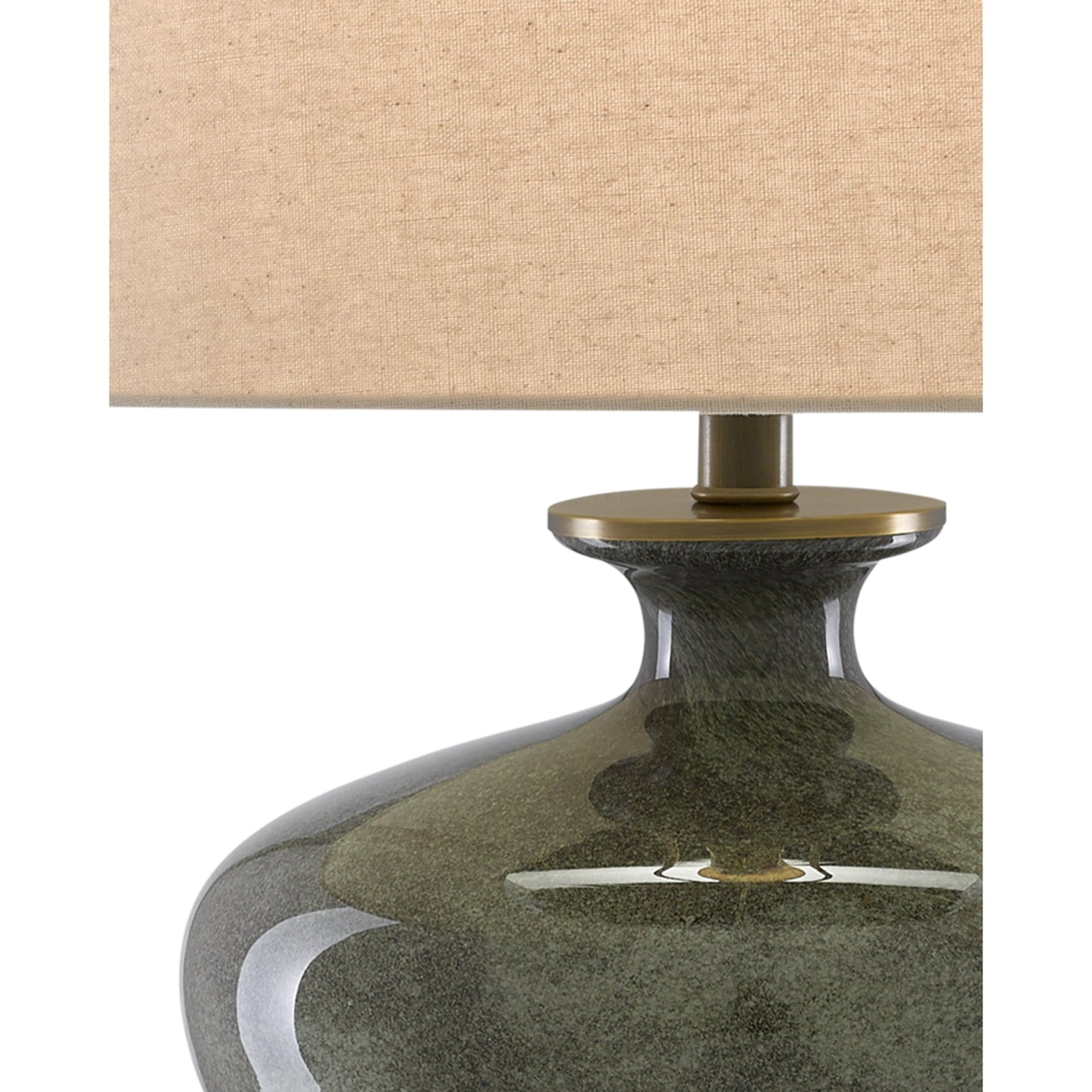 003 SR-823581 | Additional Silo | Greenlea Table Lamp by Currey and Company in dark gray, moss green, antique brass. Made from glass, metal in a transitional style.