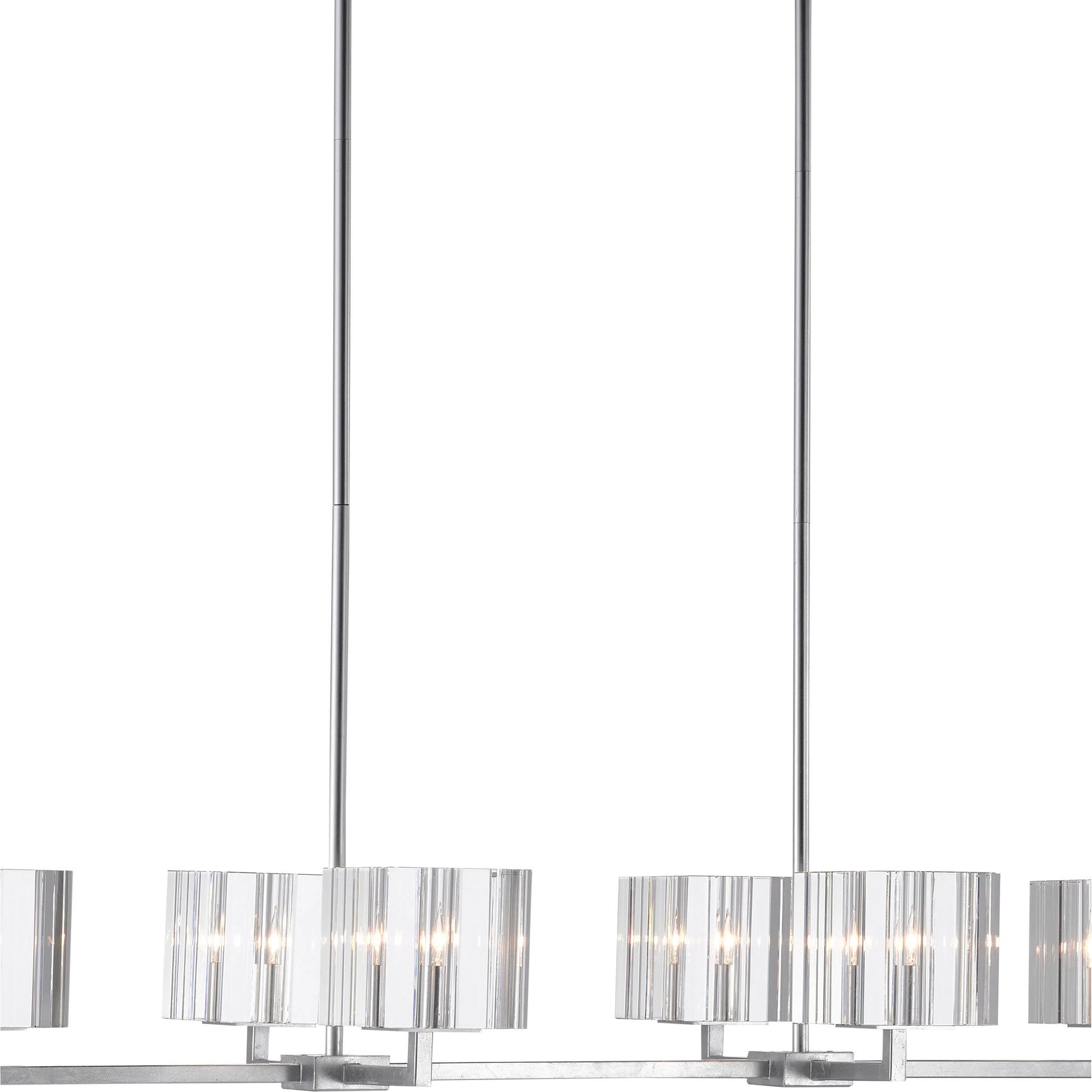 Valerio Chandelier by Currey and Company in silver leaf. Made from metal, optic crystal in a modern style.