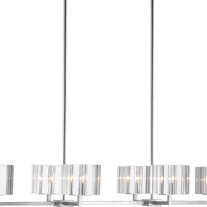 Valerio Chandelier by Currey and Company in silver leaf. Made from metal, optic crystal in a modern style.