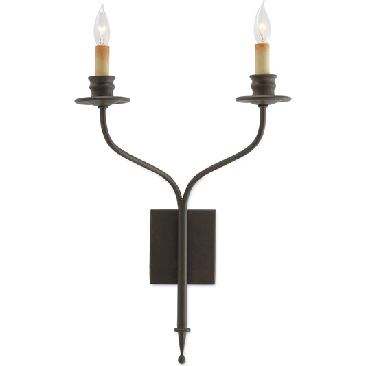 Highlight Wall Sconce by Currey and Company in bronze gold. Made from wrought iron, composite in a traditional style.