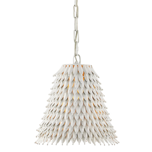 Overlay Pendant by Currey and Company in white. Made from metal in a modern style.