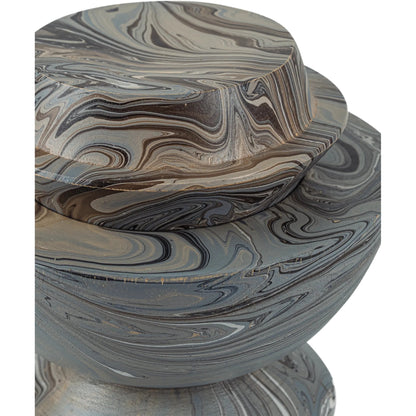 Stacking Box Set by Currey and Company in marbleized gray. Made from wood in a unique style.
