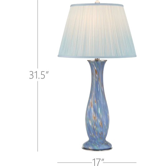 Lapis Table Lamp by Currey and Company in blue, pale brown. Made from glass in a unique style.
