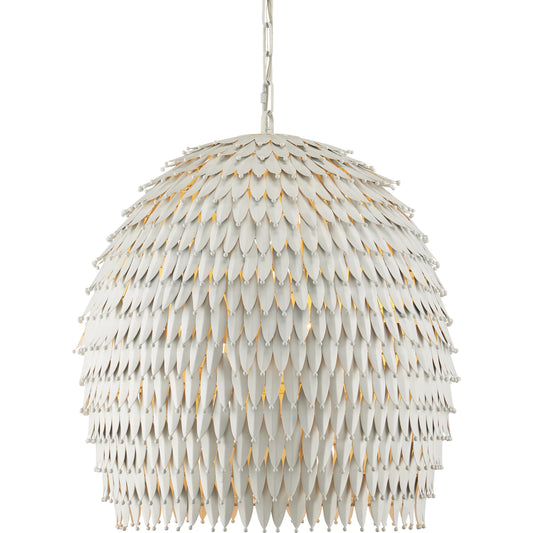Overlay Pendant by Currey and Company in white. Made from metal in a modern style.