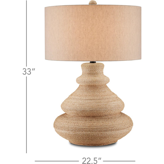 Jaru Table Lamp by Currey and Company. Made from abaca rope in a modern style.