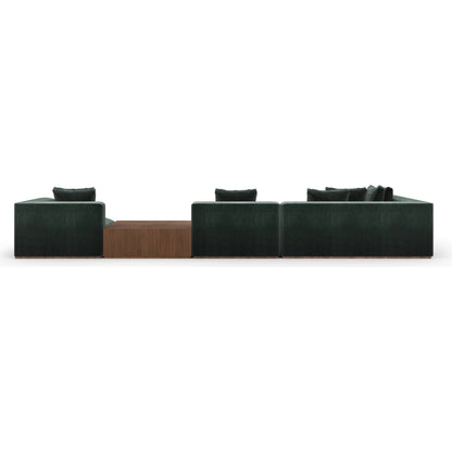Bello 4-Piece Sectional with Chaise by Caracole in spruce green and retro walnut. Made from unique in a eclectic & global style.